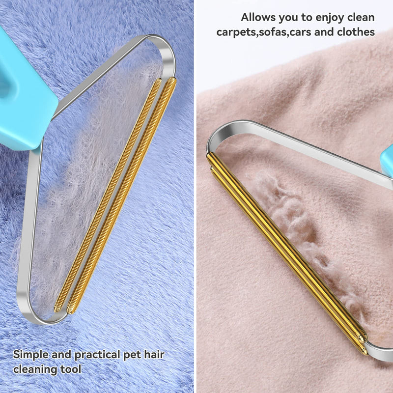 Pet Hair Remover, Dog and Cat Hair Remover, Wool Hair Remover, Carpet Rake for Pet Hair Removal, Carpet Rake, Pile Brush, Hand Shaver for Carpets, Car Cushions, Sofas, Pet Beds, Furniture & Rug Blue 2 - PawsPlanet Australia