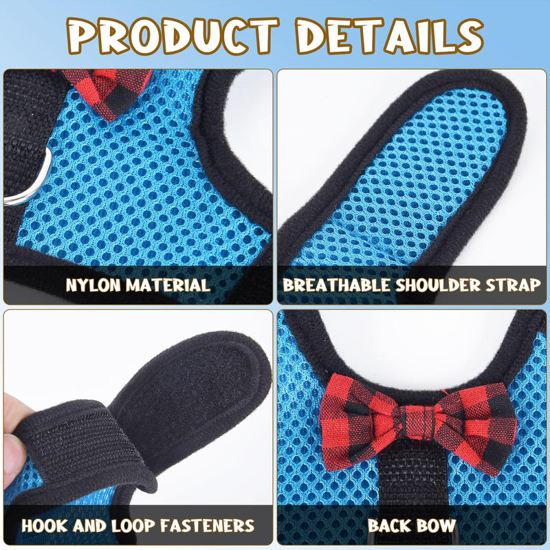 Guinea Pig Harness and Leash, Guinea Pigs Harness, Guinea Pig Leash, Hamster Harness can be Adjusted to Any Size Soft Mesh Harness Leash with Bow for Decoration (2packs) Blue - PawsPlanet Australia