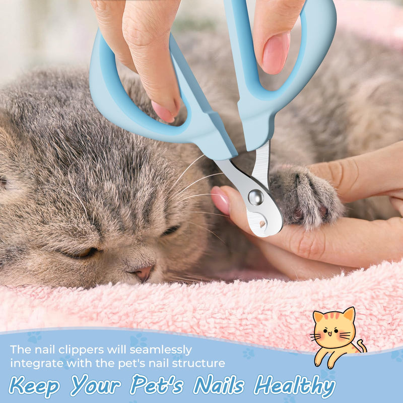 Cat Nail Clipper, Cat Nail Trimmer with Positioning Round Hole, Sharp Non-Slip Handle Cat Claw Clipper, Safe Indoor Cat Nail Clipper, Pet Nail Clipper for Cats, Puppies and More Animals - Blue - PawsPlanet Australia
