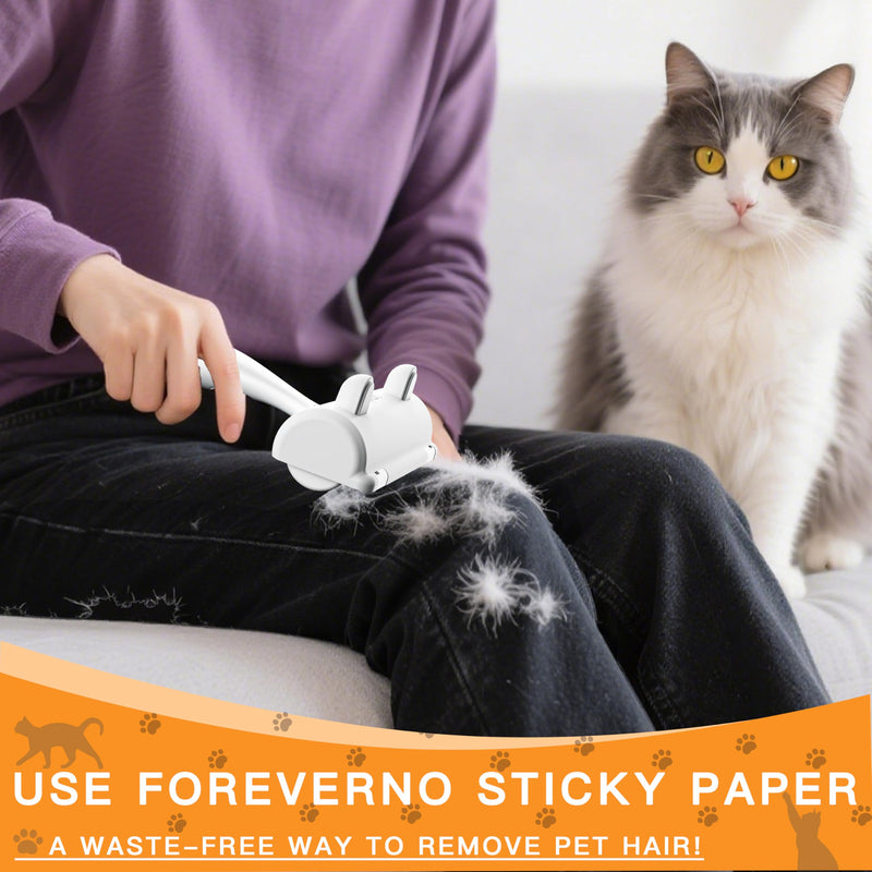 Pet Hair Remover Roller & Self-Cleaning Grooming Brush (2-in-1), Reusable Fur Tool for Dogs Cats Shedding, No Sticky Sheets for Pet Hair Removal on Furniture, Couch, Carpet, Bedding, Car Seats Silver - PawsPlanet Australia