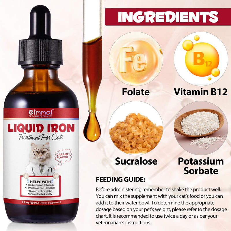 Liquid Iron Supplements for Cats,LiquiI Iron with Vitamin C and B12,Supports Anemia, Low Enery Levels and Lethargy,Promotes Blood Health, Helps with Formation of Red Blood Cell - PawsPlanet Australia