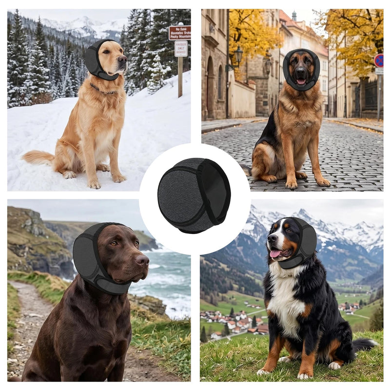 Dog Ear Protectors for Dogs, Waterproof Adjustable Dog Snood Ear Muffs Noise Protection Calming Hood for Grooming Bathing Swimming Anxiety Relief, Pet Ear Covers (L) L