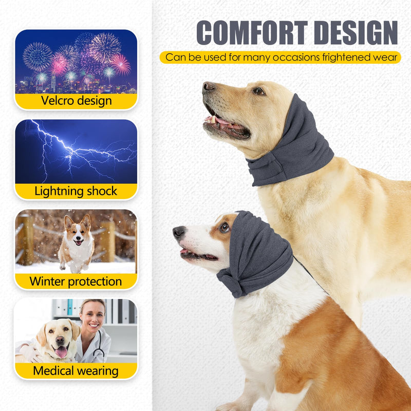 RISIPU Dog Earmuffs Dog Soothing Head Cover Dog Ear and Neck Warmer Easy to Wear Adjustable Suitable for Dogs Noise Reduction Soothing Winter Warmth (Gray, M) Gray