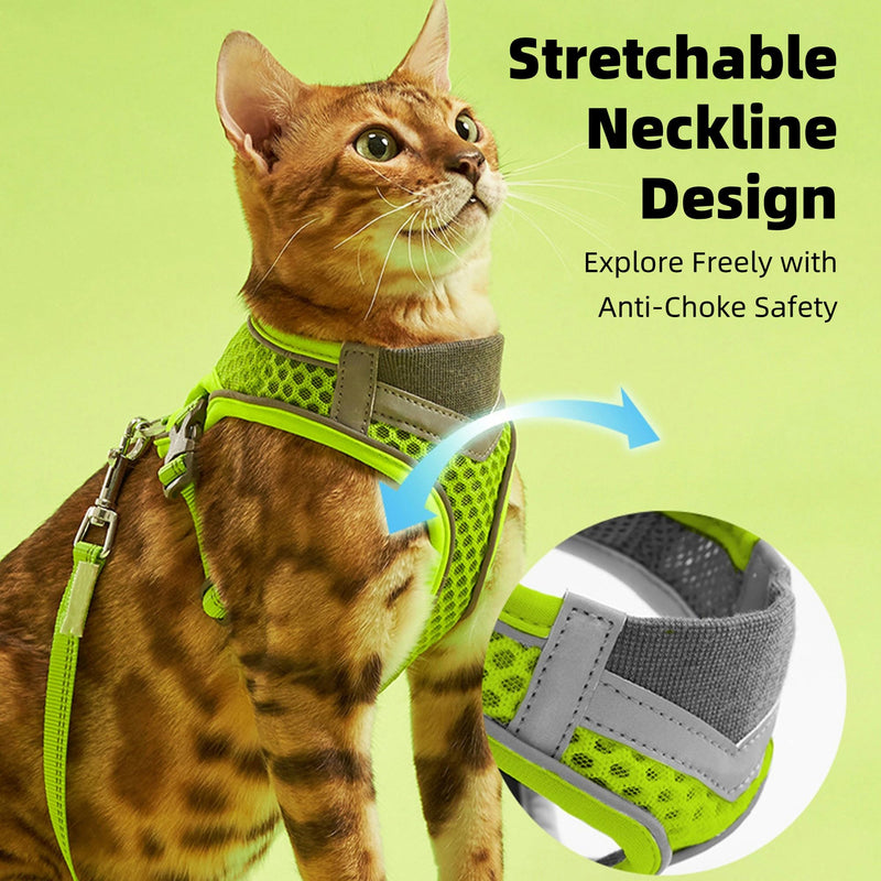 Cat Harness and Leash Set for Comfortable Outdoor Walking, Escape Proof, Adjustable Soft Kitten Vest Harness with Reflective Strip for Cats, Small Dogs (Pink, S) Pink - PawsPlanet Australia