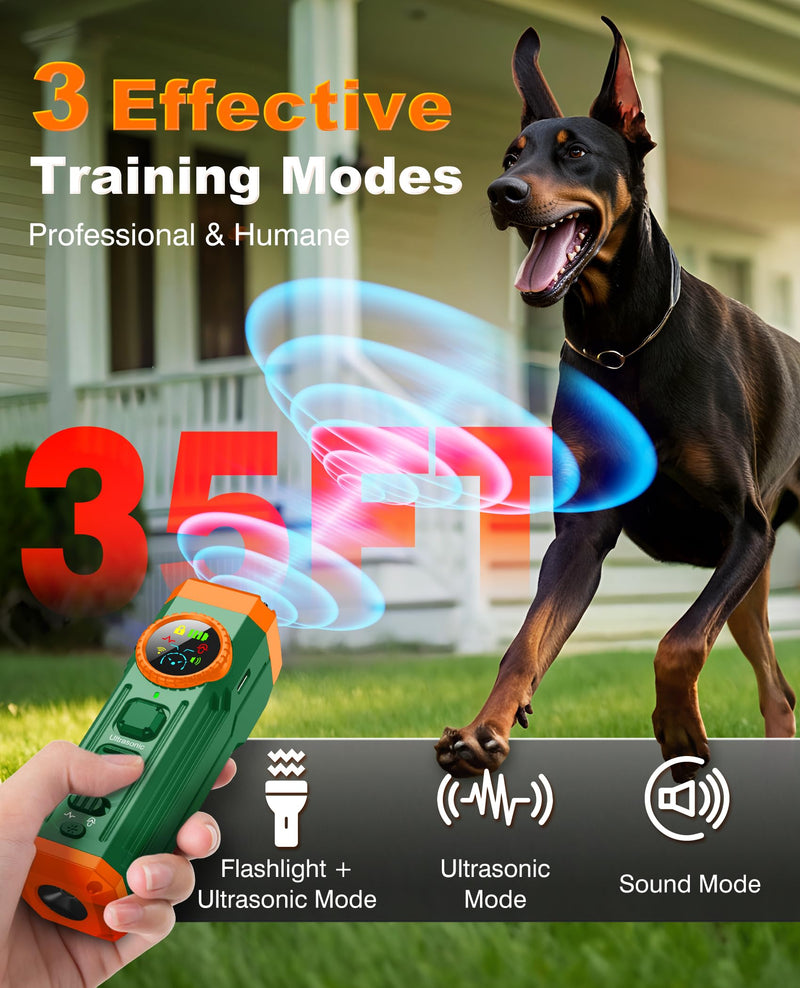 Dog Bark Deterrent Devices, 2025 Upgraded 3X Sonic Emitters Anti Barking Device for Own Or Neighbor's Dog, Safe & Effective Portable Ultrasonic Dog Bark Shield Rechargeable Dog Barking Silencer Green - PawsPlanet Australia