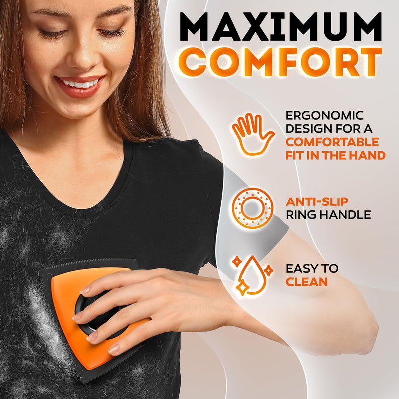 New 2025 Pet Hair Removal Tool - Dog and Cat Hair Remover for Clothes Couch Carpet and Car Detailing Auto Interior-Lint and Fur Cleaning Supplies for Furniture-Ergonomic and Anti-Slip Handle M Orange - PawsPlanet Australia