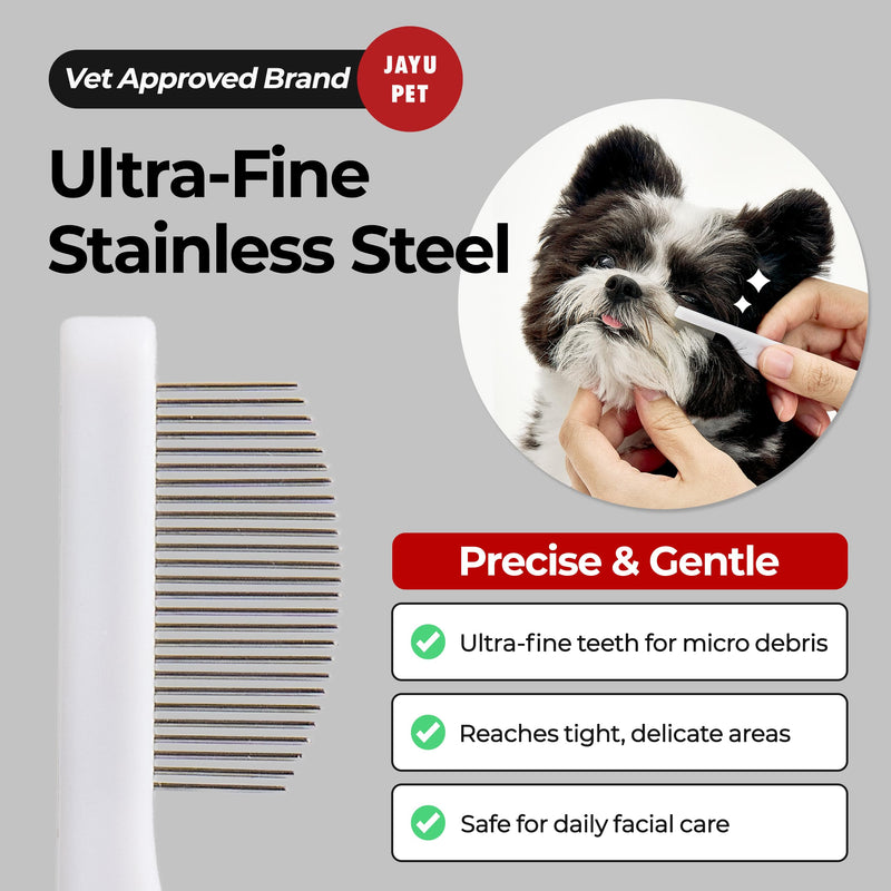 JAYU PET Facial Grooming Comb - Dog Eye Combs, Stress-free Tear Stain Remover for Dogs & Cats, Pet Facial Brush, Cat Grooming Kit, Stainless Steel Deshedding Comb (2ea) 2ea - PawsPlanet Australia