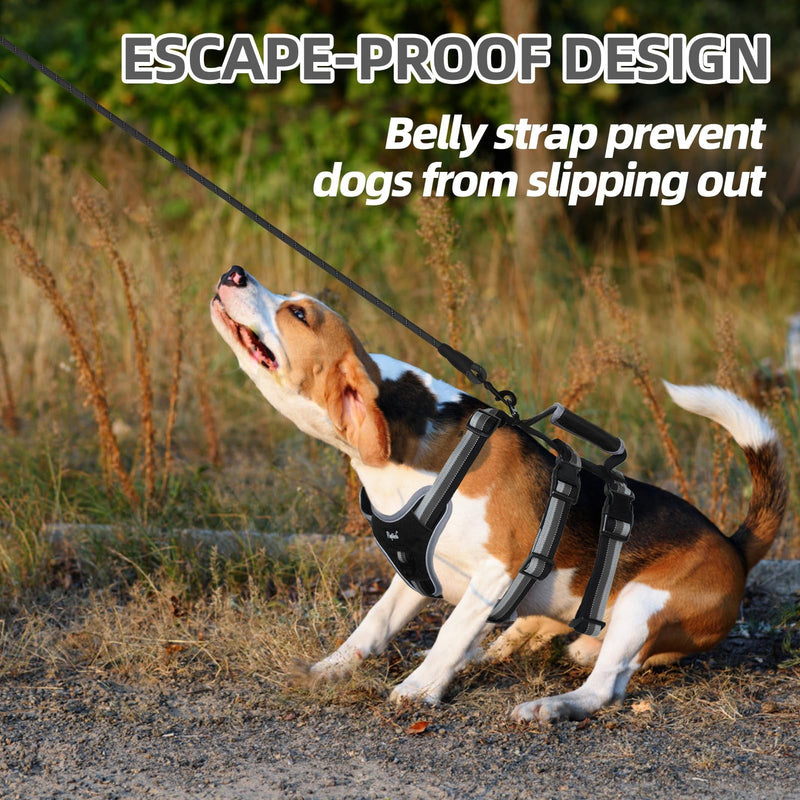 PUPTECK Escape Proof Dog Harness with Padded Handle, No Pull Pet Vest Harness Durable Reflective for Medium Large Dogs Walking Training and Running, Black, XL X-Large - PawsPlanet Australia
