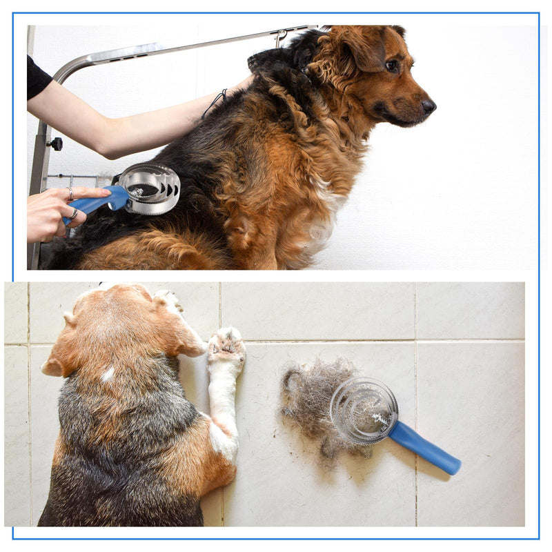 Tanlade 8 Pack 4 Rings Curry Comb Horse Brush Metal Curry Brush Derby Party Supplies Reversible Stainless Steel Curry Comb Scraper with Comfortable Grip for Cow Sheep Pet Dog Goat Horse, Blue - PawsPlanet Australia