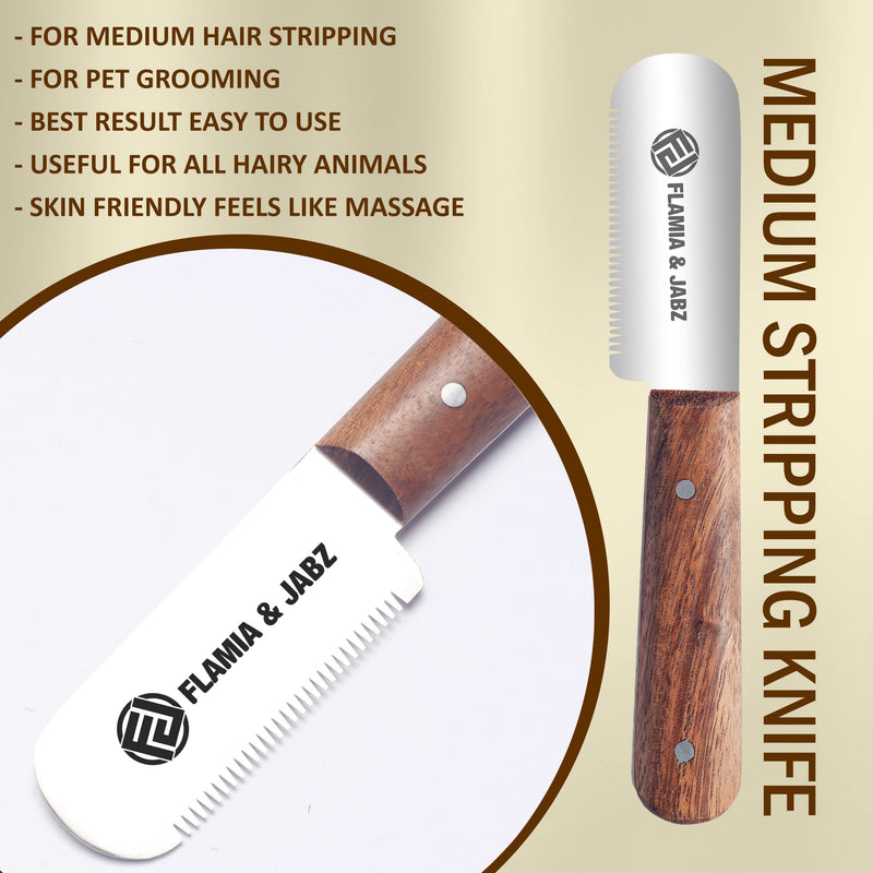 Professional Stripping Knife, Right handed, 3 inch blade (Stainless Steel) (3 Piece Pack, Rosewood) 3 Piece Pack Natural wood - PawsPlanet Australia