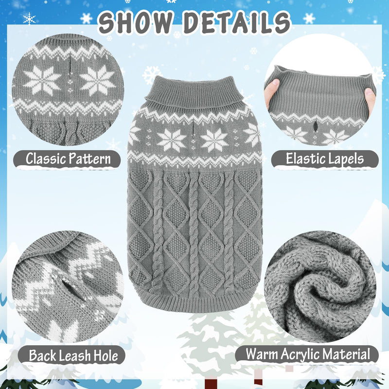 Warm Winter Dog Sweater - Cold Weather Pet Clothes for Small Medium Large Dogs Indoor Outdoor, Soft Classic Knit Puppy Apparel, Grey, M - PawsPlanet Australia