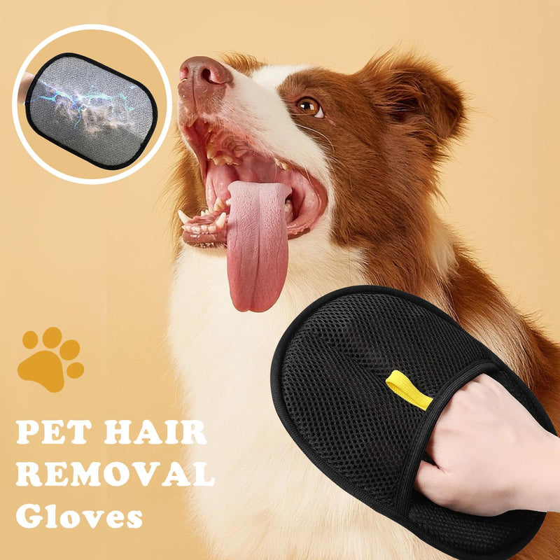 2 Pcs Static Pet Hair Removal Gloves,electrostatic Pet Hair Remover, Reusable Double Sided Cat Dog Grooming Gloves Tool for Couch,Furniture, Carpet, Car Seat