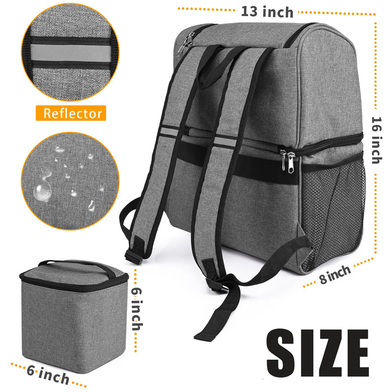Dog Bags for Traveling Pet Diaper Bag Airline Approved Dog Food Travel Bag with 2 Food Storage Containers Bag Pet Camping Essentials Hiking Accessories Gift Gray - PawsPlanet Australia