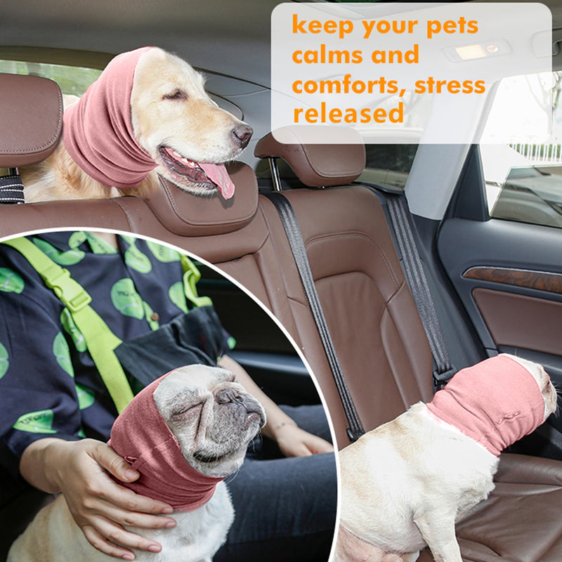 PUMYPOREITY Calming Dog Ears Cover, Dog Ear Muffs Noise Protection, Dog Ear Protection for Anxiety Relief, Dog Calming Hood, Dog Headband for Anxiety, Ear Muffs for Dogs and Cats,Pink,L Large (Pack of 1) Pink - PawsPlanet Australia