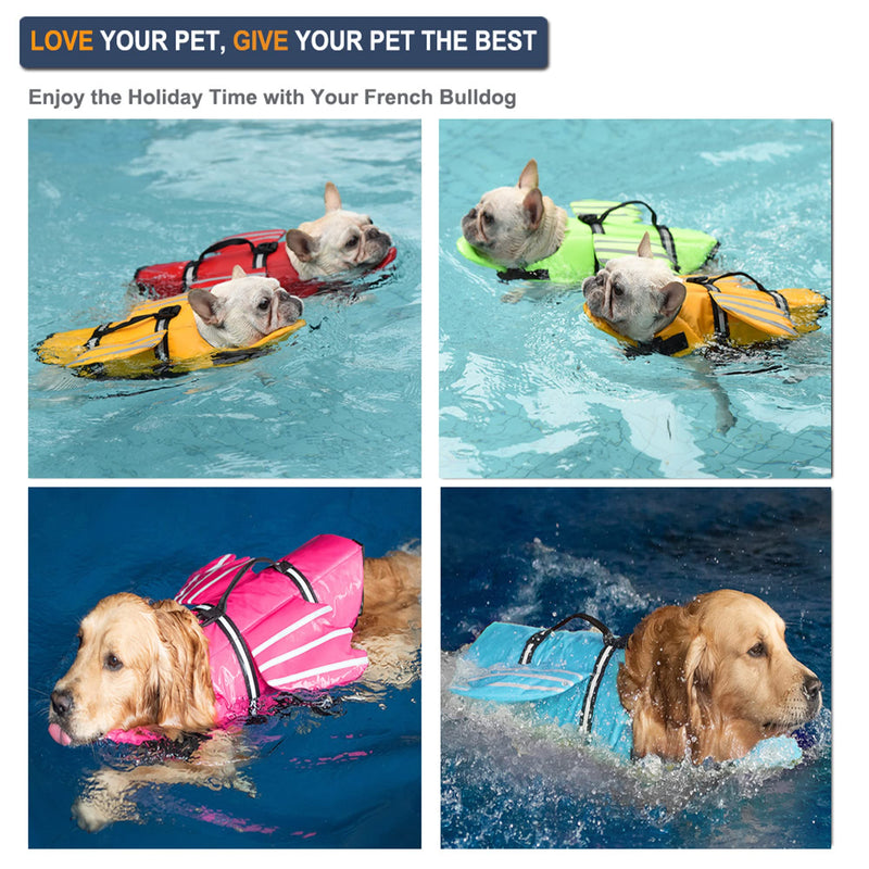 Dog Life Jacket, Wings Dog Life Vest with Chin Float Rescue Handle for Small Medium Large Dogs, Adjustable High Visibility Flotation Pet Safety Swim Vest for Swimming Boating (Pink, M) M (Chest Girth 16.1"-24.8") Pink