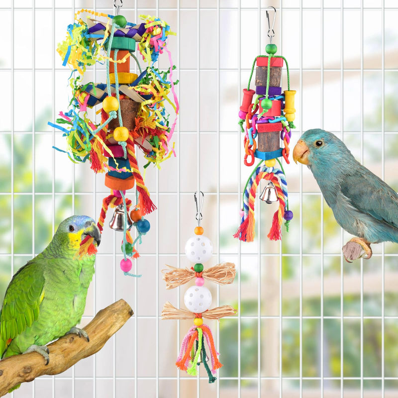 KATUMO Bird Toys, Parakeet Swing Parrot Ladder Cockatiel Perch Conure Hanging Bell Toys for Parakeet Conure Cockatiel Mynah Love Bird Small Birds Burlywood ladder set (7 IN 1) - PawsPlanet Australia