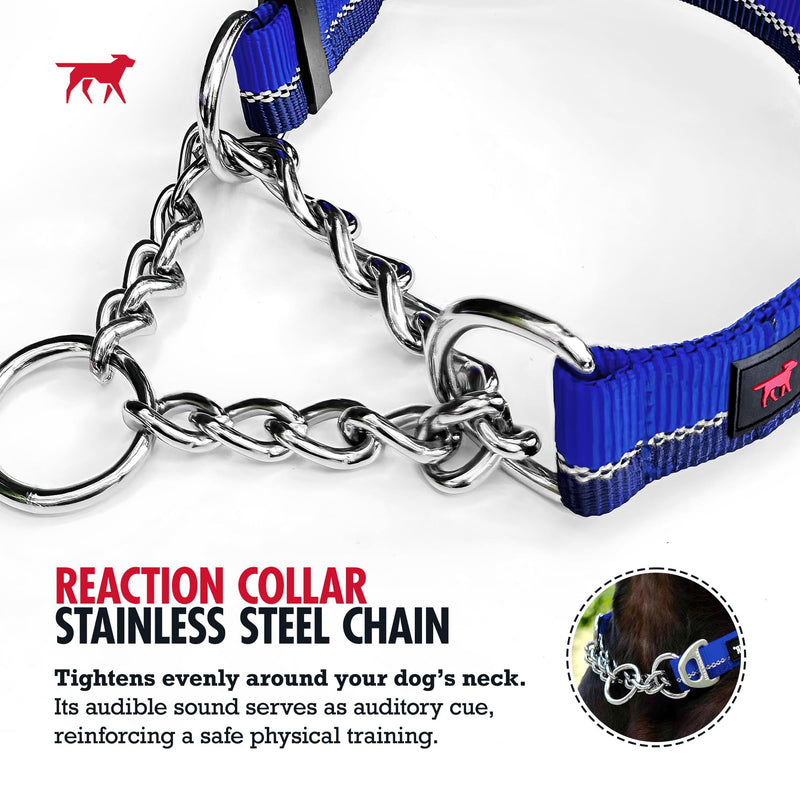 Tuff Pupper Martingale Collar for Dogs | Gentle Nylon & Steel Chain Limited Cinch Design is Perfect for Training | Dual Leash Attachment Points | Durable Quick Release Buckle | Sizing for All Breeds Large (19-24.5" Neck) Blazing Blue - PawsPlanet Australia