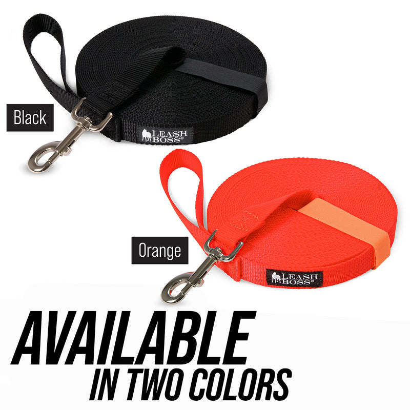 Leash Boss Free Range - Long Dog Leash for Large Dogs - 1 Inch Heavy Duty Nylon Training Lead with Padded Handle - High Visibility Orange - Extra Long Dog Leash (30 Ft) 30 Foot COMFORT - ORANGE - PawsPlanet Australia