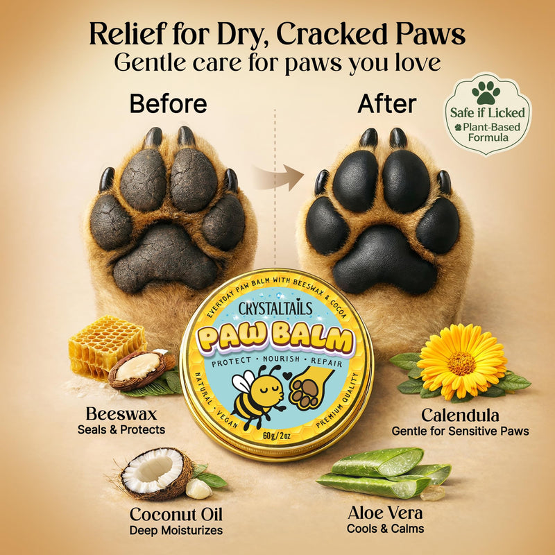 Dog Paw Balm for Dogs – Lick Safe Paw & Nose Balm for Dry, Cracked Paws, Non-Toxic Daily Paw Care, with Beeswax & Cocoa Butter (2oz) (60g)
