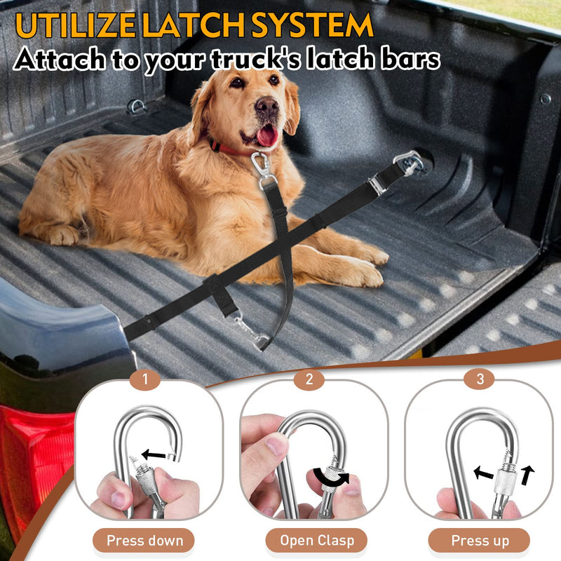 Truck Bed Dog Leash System, Dog Pickup Tether Tie Down, Dog Car Harness Belt Heavy Duty, Pick-Up Restraint Lead Adjustable, Dog Truck Leash for Dogs Up to 150lbs, Dog Truck Bed Barrier Tie Down Out For 1 Dog - PawsPlanet Australia