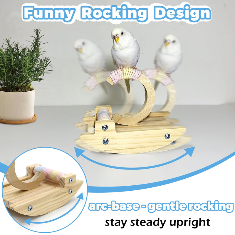 Rocking Bird Perch Stand, Funny Budgie Toys Natural, Parakeet Toy Wooden, Small Bird Toys for Parakeets Wood, Parrot Puzzle Enrichement Toy for Lovebird, Lineolated, Pacific Parrotlet - PawsPlanet Australia