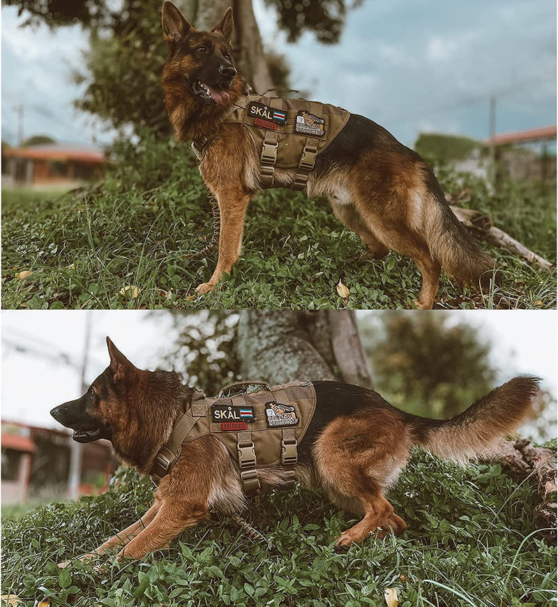 OneTigris No Pull Tactical Dog Harness for Medium Dog, Aire Mesh Dog Vest Harness, Breathable Military Dog Molle Vests with Handles, Service Dog Vest for Walking Hiking Training (L, Brown) L