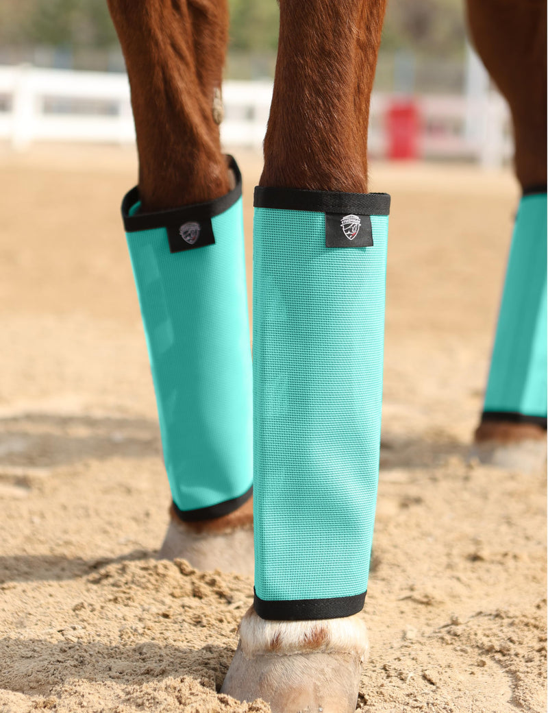 Horse Fly Boots for Horses Set of 4, Loose-Fit Breathable Fine Mesh Horse Leggings, Stay-On, Reduce Stomping Mint Small