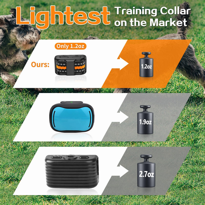 Tiniest Dog Shock Collar, Lightest Dog Training Collar with Remote for Small Dogs 5-15lbs & Medium Large Dogs/Puppies, Waterproof, Rechargeable, 1300ft Range (Orange) Orange - PawsPlanet Australia