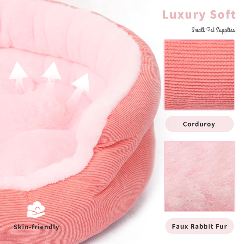 Small Washable Dog Bed with Sides Round Calming Anti Anxiety Pink Princess Puppy Bed 19 Inch 19"x19"x5" - PawsPlanet Australia