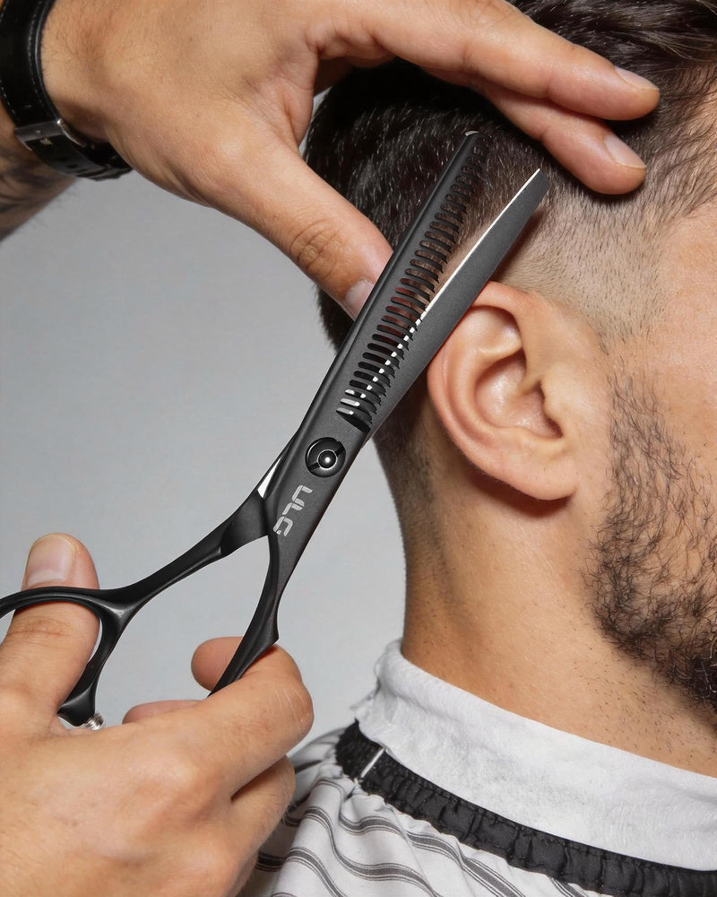 ULG Texturizing Shears – Professional Stainless Steel, 30-Teeth Thinning Scissors, Teflon Coated, Deer Tooth Blades for Precise Thinning and Layering, Ideal for Stylists and Barbers Texturizing Shears-Deer Tooth Blades - PawsPlanet Australia