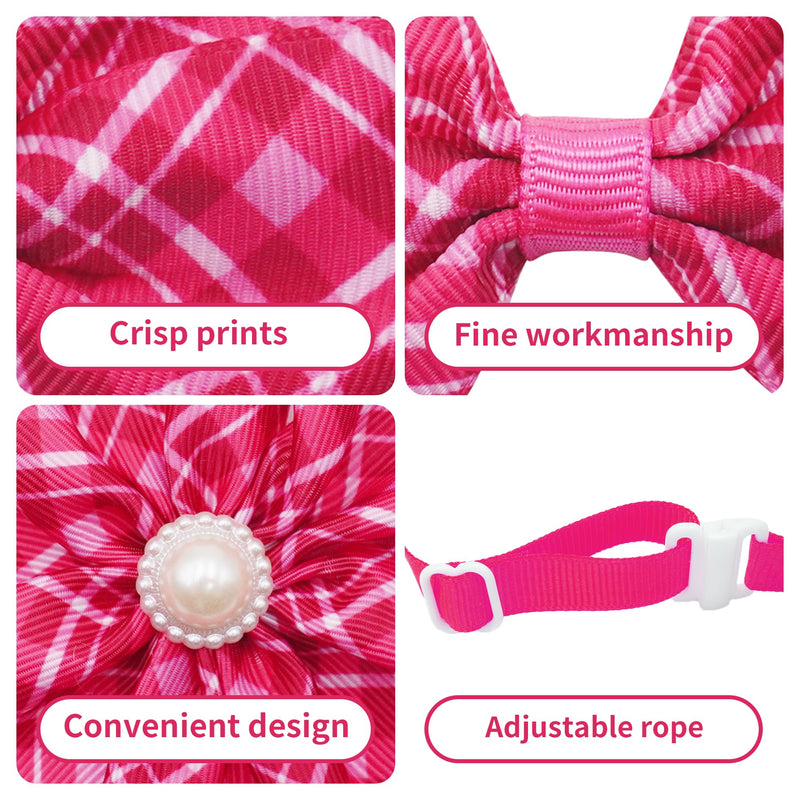 120PCS Dog Bows Plaid Bulk Include 20PCS Bowties with Adjustable Buckle 40PCS Hair Bows 60PCS Flowers and Bowties Attachments for Small Medium Cats Pets Grooming Accessories - PawsPlanet Australia