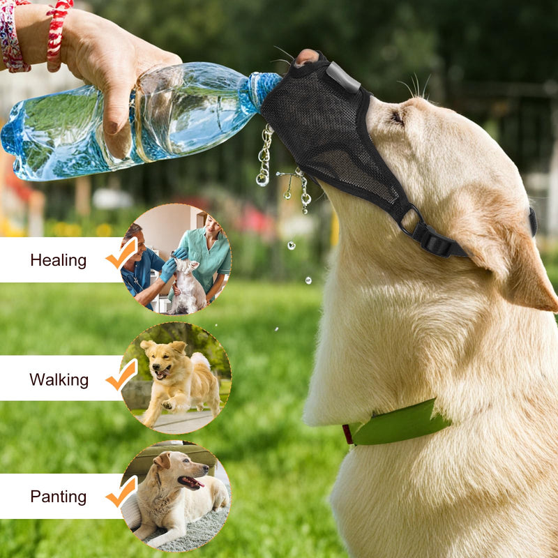 Soft Air Mesh Dog Muzzle for Medium Dogs, Adjustable Breathable Dog Mouth Guard for Medium Dogs Prevents Biting Barking Chewing Front Opening Design Allows Drinking Panting Black M - PawsPlanet Australia