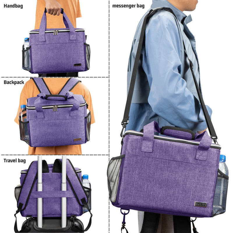 BAGLHER Dog Travel Bag Backpack Pet Supplies Backpack 5-Piece Set with Shoulder Strap 2 Lined Pet Food Containers 4 Foldable Feeding Bowls Essential Kit for Pet Travel Purple Medium - PawsPlanet Australia