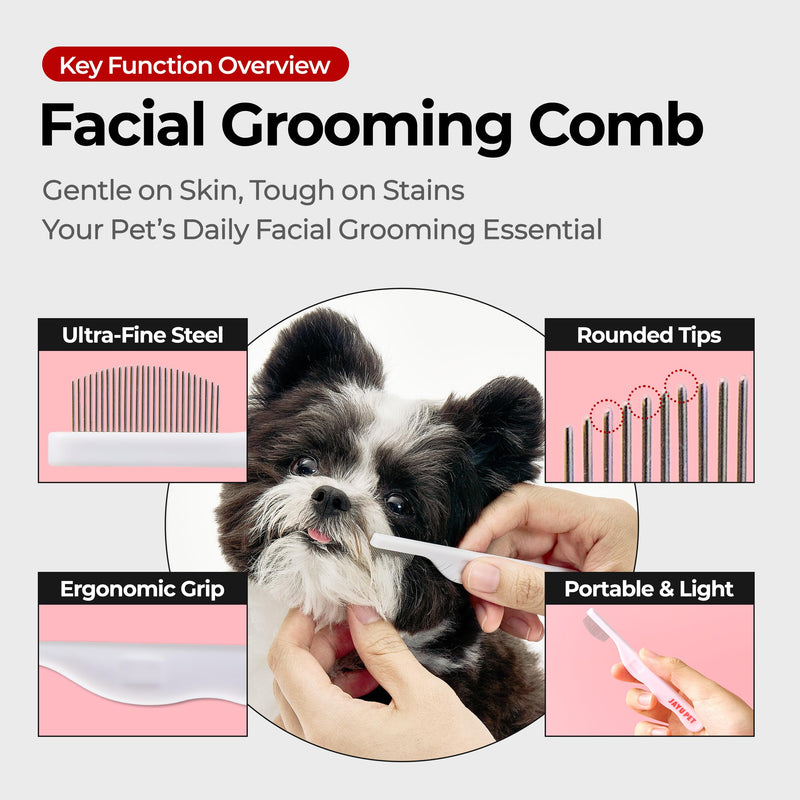 JAYU PET Facial Grooming Comb - Dog Eye Combs, Stress-free Tear Stain Remover for Dogs & Cats, Pet Facial Brush, Cat Grooming Kit, Stainless Steel Deshedding Comb 1ea - PawsPlanet Australia