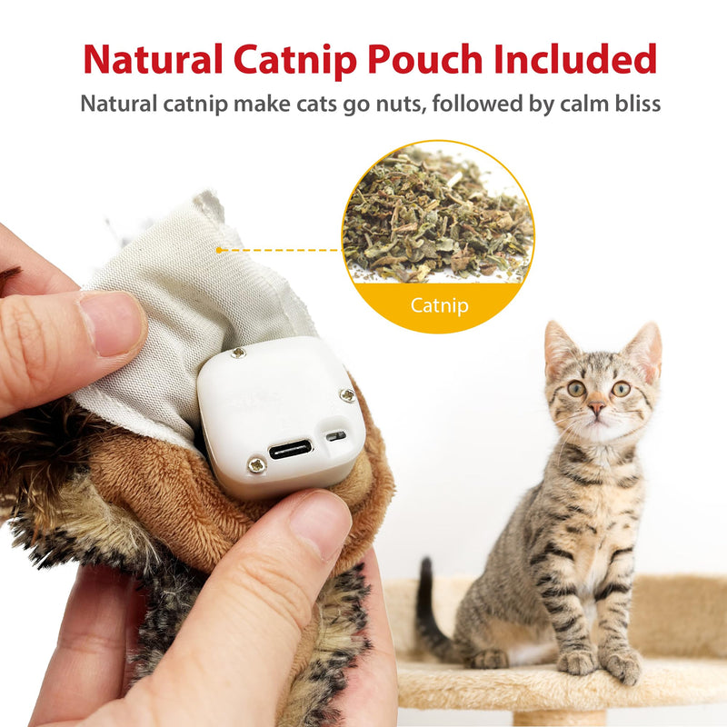 Gigwi Interactive Cat Toys for Indoor Cats, Rechargeable Motion Activated Cat Toy, Automatic Flapping and Chirping Cat Toy with Catnip, Beating Wings Hanging Cat Toy Moving Moving bird