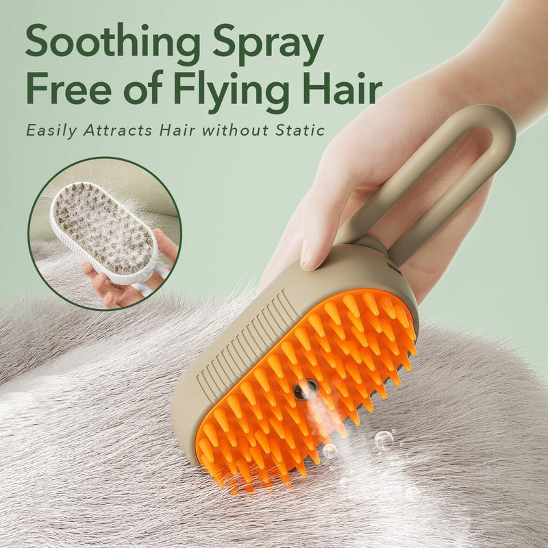 Spray Pet Grooming Brush for Dogs & Cats, 3-in-1 Design: Hair Remover, Cleaning Brush and Massaging Brush (Beige) Beige - PawsPlanet Australia