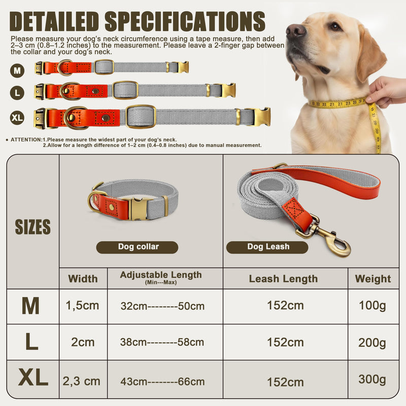 QRDA Dog Collar and Lead Set Silver Grey Personalized Collar Adjustable Tactical Belt for Dogs Medium Large Dogs, XL Silver-grey - PawsPlanet Australia