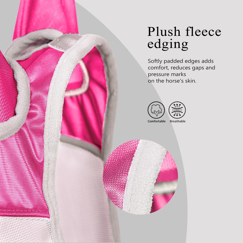 Harrison Howard Full Face Horse Fly Mask UV Protection and Breathable for Equine Use Comfortable Magenta S
