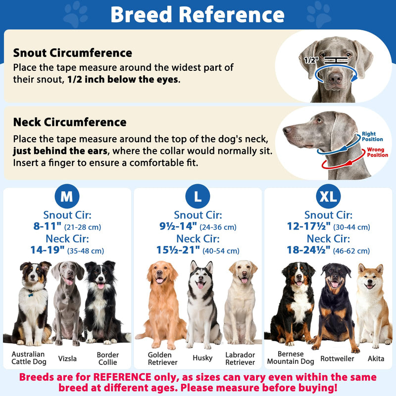 BARKLESS No Pull Dog Head Collar for Gentle Training Walking, Soft Padded Head Halter with Collar Safety Clip, Comfortable Fit Muzzle Leash with Reflective Strap for Medium Large Dog (Blue, XL) Blue XL (Snout 12"-17.5") - PawsPlanet Australia