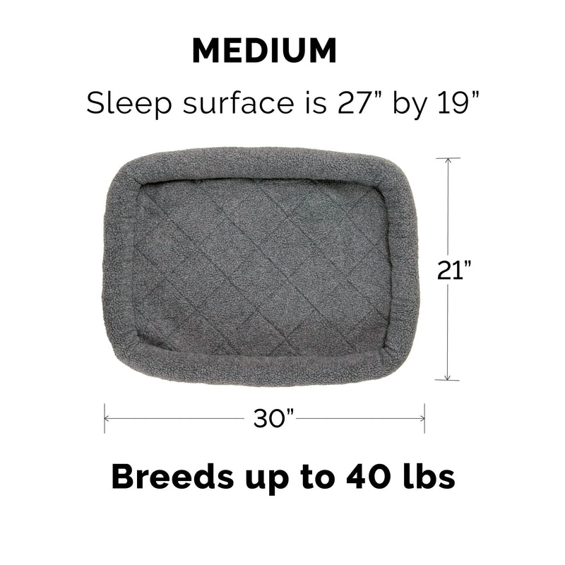 Furhaven Dog Bed for Medium/Small Dogs & Indoor Cats, 100% Washable, Sized to Fit Crates - Sherpa Fleece Bolster Crate Pad - Gray, Medium - PawsPlanet Australia