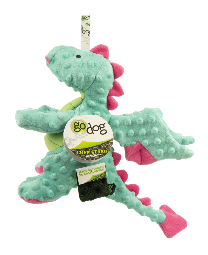 goDog Dragons with Chew Guard Technology Durable Plush Squeaker Dog Toy, Large, Seafoam, Plush Dog Toy Bubble Plush Dragon - Seafoam - PawsPlanet Australia