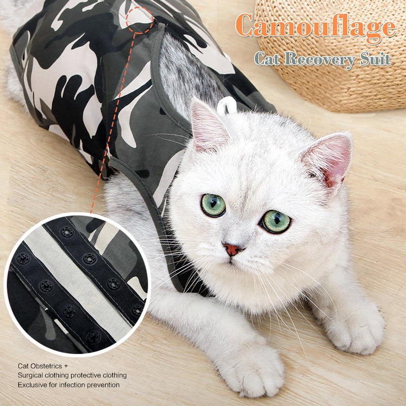 Cat Recovery Suit for Abdominal Wounds or Skin Diseases, Breathable Cat Onesie for Cats After Surgery Spay Neuter, Anti Licking Cat Cone Alternative, Professional Pet Surgery Recovery Shirt Large Camouflage - PawsPlanet Australia
