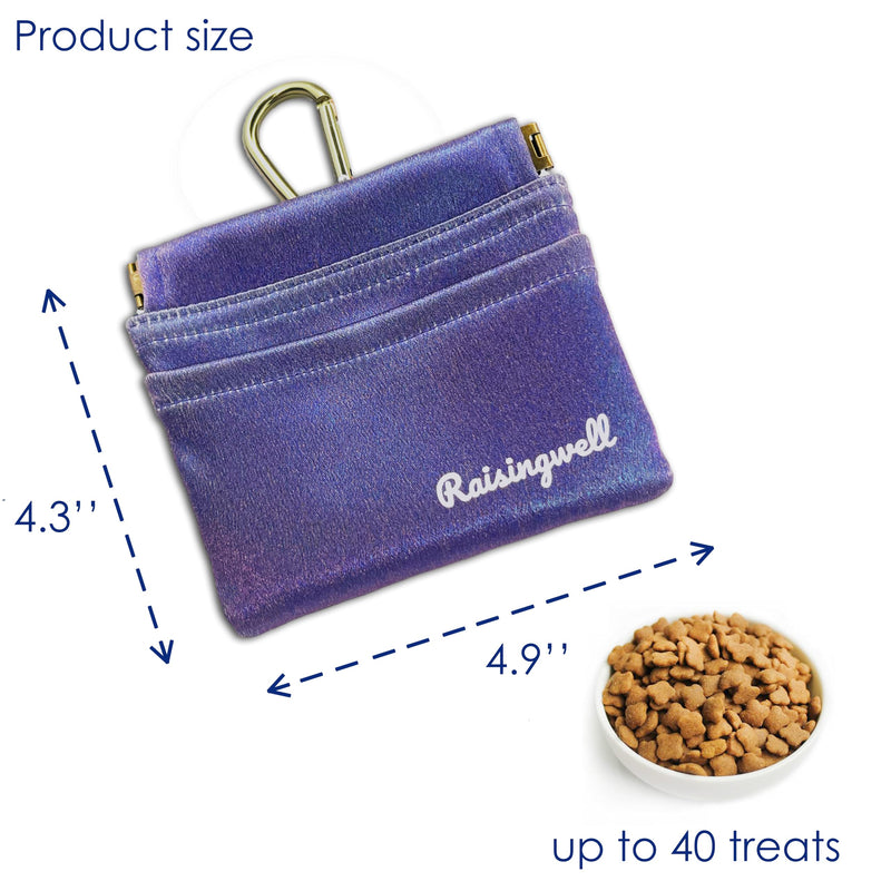 Dog Treat Pouch, Pocket Sized Pet Training Pouch, Hand Free Purple Dog Walking Bag with Carabiner, Self-Closing Pet Feed Snack Reward, for Puppy Travel or Outdoor Use, NanoPTC s.NM-PURPLE - PawsPlanet Australia