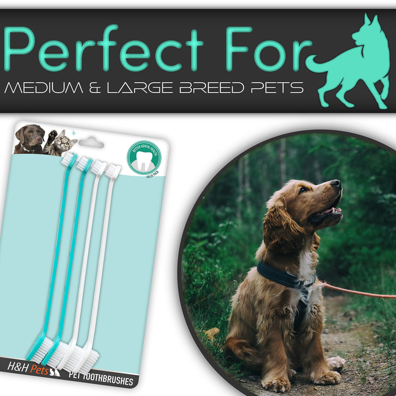 H&H Pets Dog Toothbrush Dual Headed Design Dental Toothbrushes for Small & Large Dogs, 4 or 8 Counts Pack 4 Count (Pack of 1) - PawsPlanet Australia