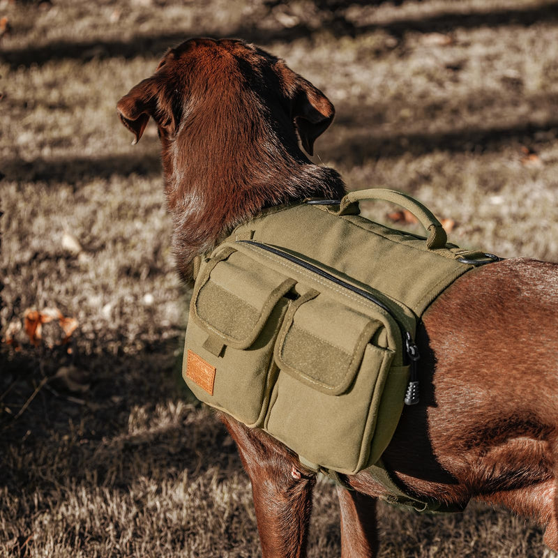 ONETIGRIS Dog Hiking Backpack, Dog Pack for Medium Large Dogs, HOPPY CAMPER 3.0 Dogs Saddle Bag Harness Outdoor Hiking (M, Brown) - PawsPlanet Australia