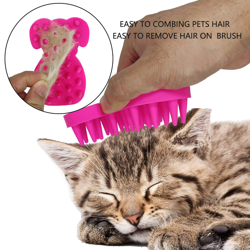 KIRTI Groom Brush,Massag Brush for Dogs, Cats, Small Animals and Pets with Short Hair Grooming Bathing Massaging and Deshedding Silicone Brush,Soft Rubber Bristles Pink - PawsPlanet Australia