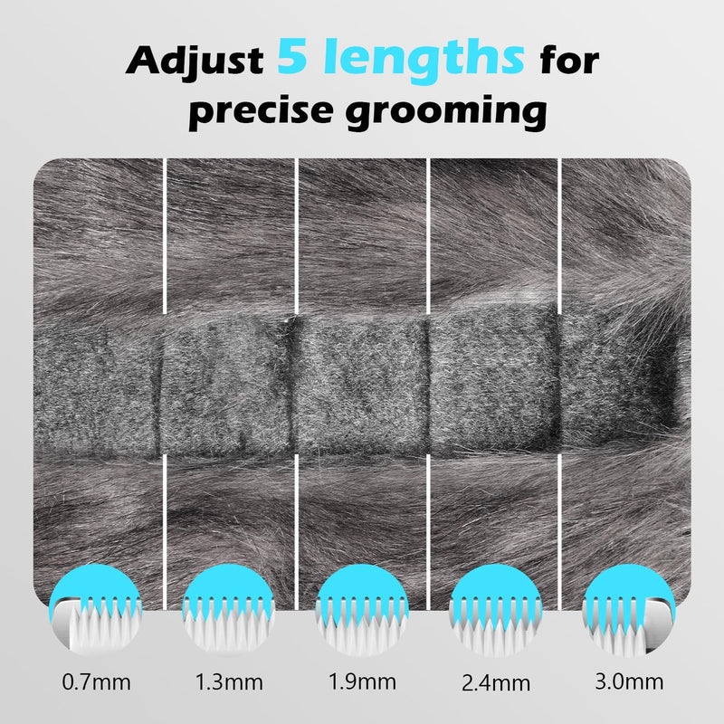 Cat Clippers for Grooming with 5-in-1 Blade, Cat Grooming Kit Cordless Rechargeable Hair Trimmer Detachable Stainless Steel Blade Pet Shaver for Small Kitty Paw Face Head Body - PawsPlanet Australia