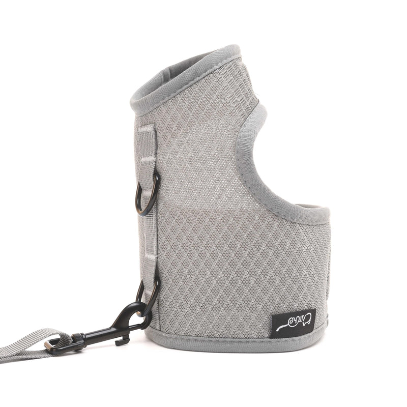 Cat Harness and Leash Escape Proof Breathable Mesh Fabric Adjustable Padded Stylish Cat Harness Solid Grey L Grey (mesh fabric) L 8-12LBS