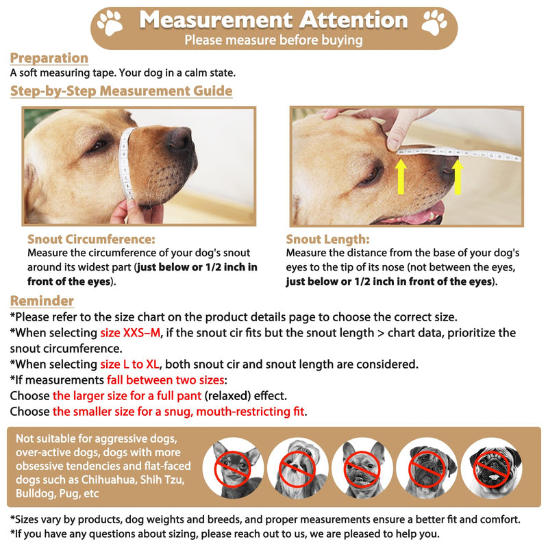 Mayerzon Dog Muzzle, Soft Mesh Muzzles for Large Medium Small Breed Labrador Retriever Husky Beagle Poodle, Adjustable Dog Mouth Guard for Scavenging Licking Grooming, with Matching Collar(XL, Brown) XL-(Snout:12½"-13¾")