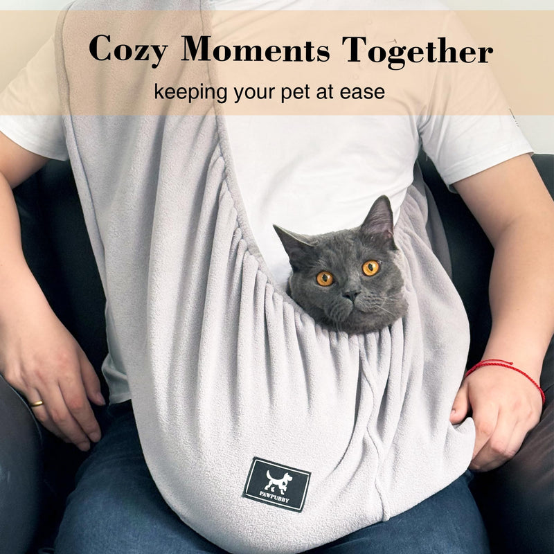Cat Sling Carrier Critter Cuddler – Indoor Cozy Pet Sling for Cats, Kittens & Small Dogs, Soft Hands Free Cuddle Bag for Snuggling at Home with Cat and Kitty (Light Gray, Medium) Light Gray - PawsPlanet Australia